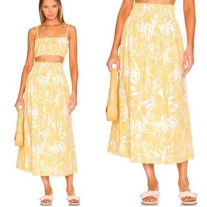 🌼Anthropologie Faithfull The Brand Kiera El Marsa Skirt & Top Set Yellow Floral